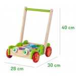 Antemergator Broscuta din lemn cu 20 cuburi colorate si roti din cauciuc